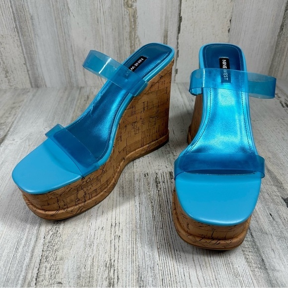 New NINE WEST Women's Rapps3 Ultra High Wedge Sandal #804 - Picture 8 of 11